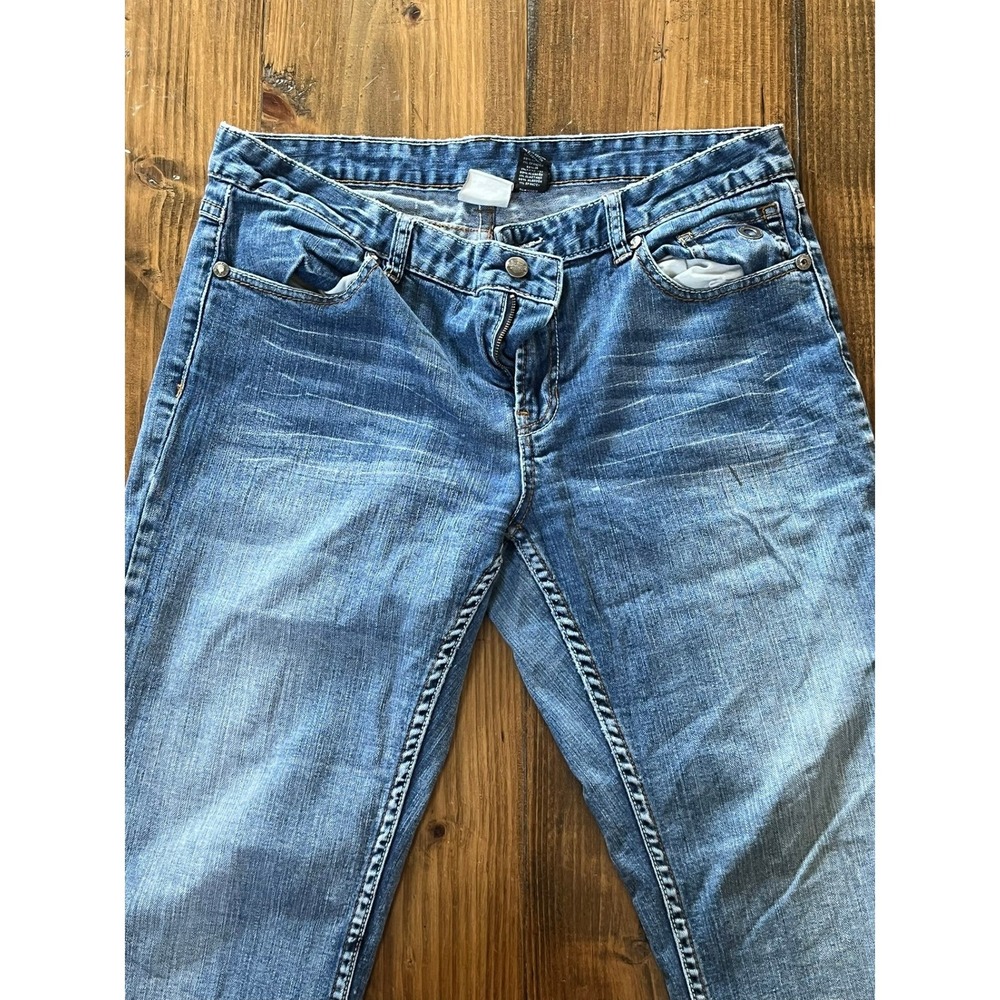 Harley-Davidson Womens Bootcut Jeans Blue Embroidered Rhinestone Wing Size 14 - Picture 5 of 9